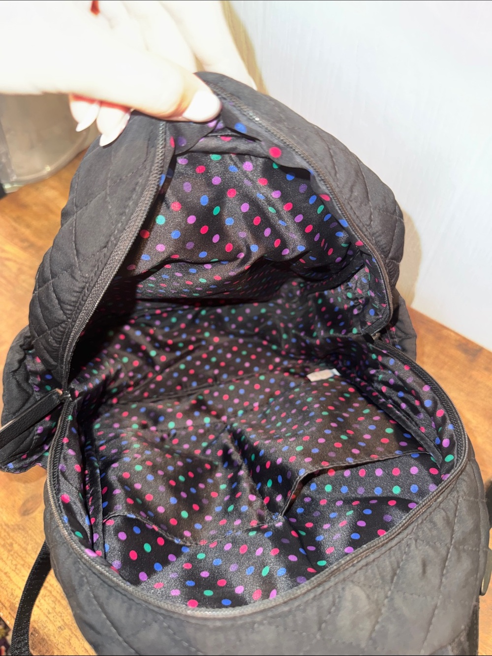 Vera Bradley Quilted Mini Black Backpack - Picture 2 of 2